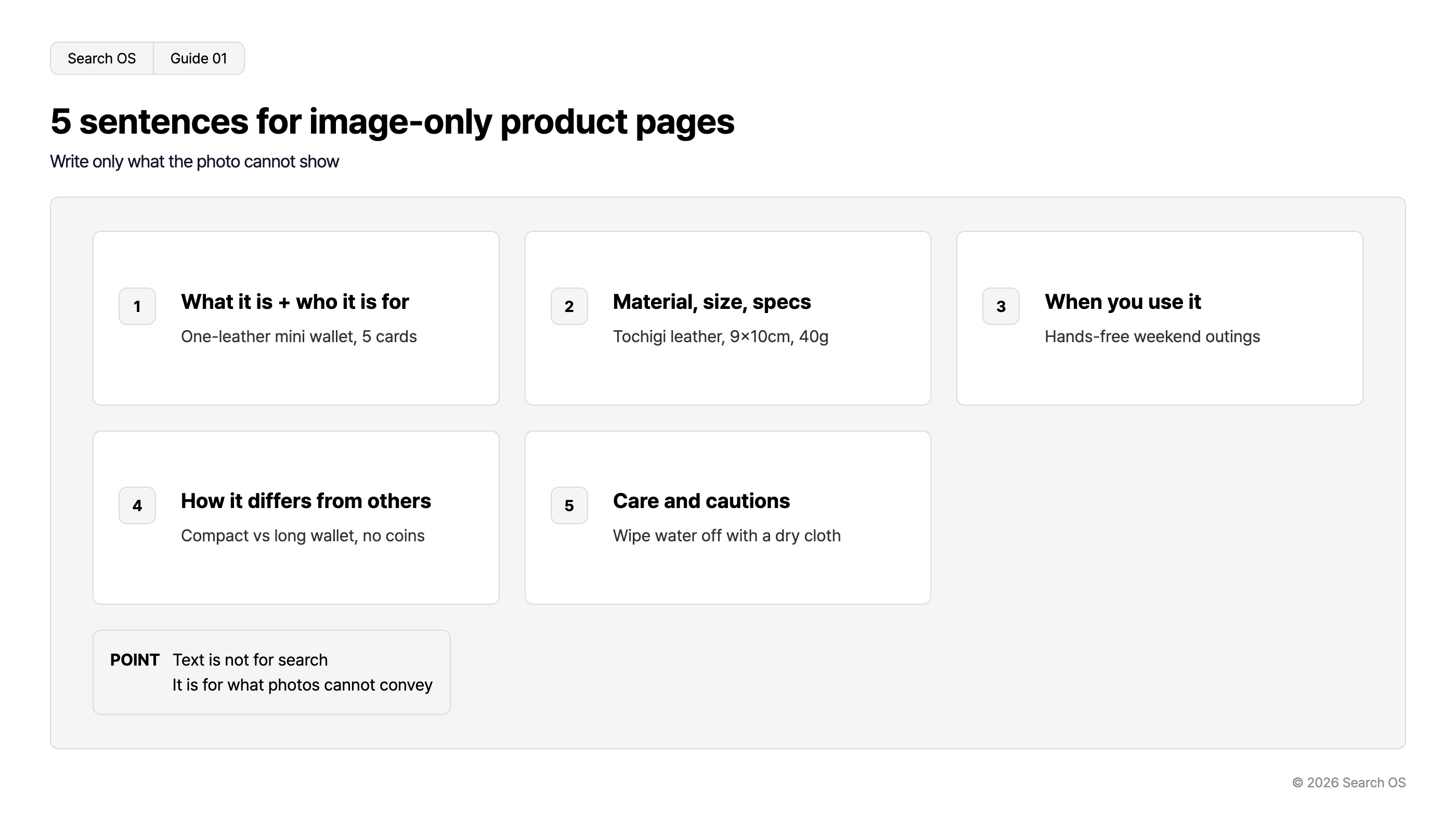 5 sentences for image-only product pages